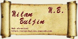 Milan Buljin vizit kartica